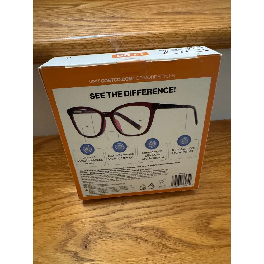 Foster Grant Design Optics Reading Glasses 3-Pack with Case +1.25 Unisex NIB